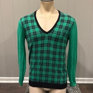 Ben Shermen Men’s Extra Small Plaid V Neck Sweater